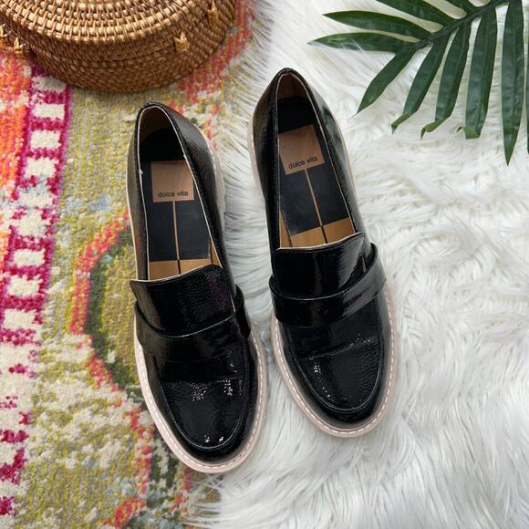 Dolce Vita Neutral Black Minimalist Wedge Platform Heeled Henri Loafer 6.5 - Picture 2 of 10